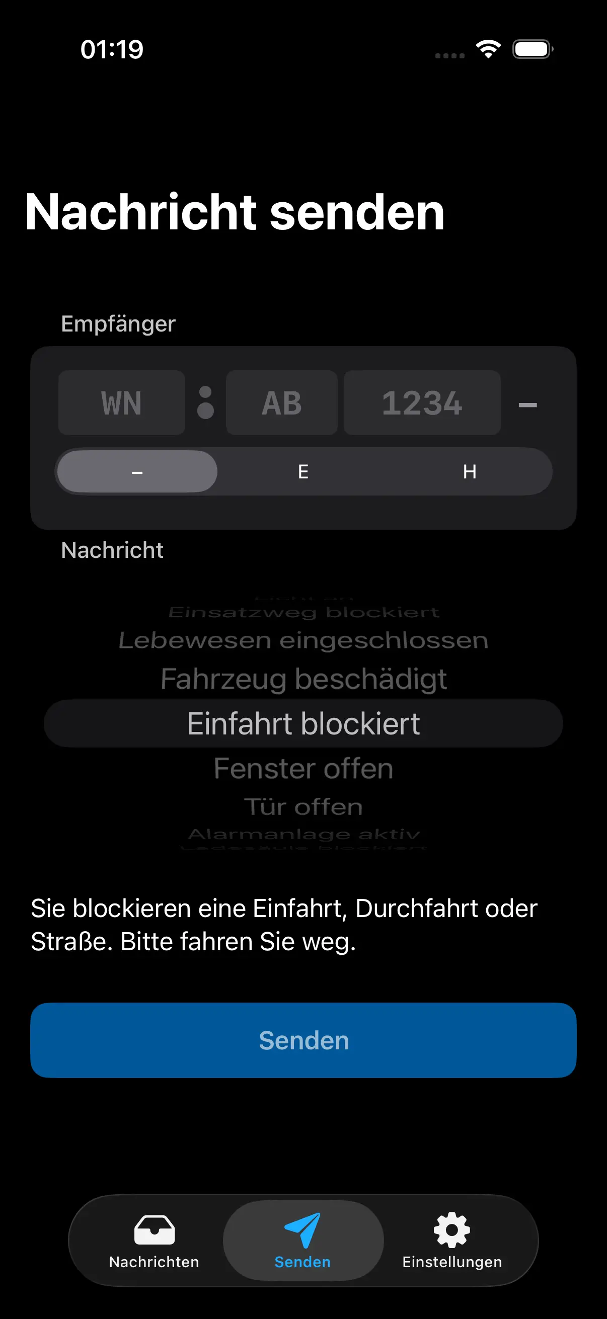 Plate - Nachricht über Kennzeichen senden